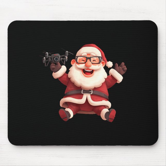 Happy Santa Claus With Drone For Lots And Drones L Mouse Pad (Front)