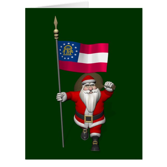 Happy Santa Claus With Flag Of Georgia (Front)
