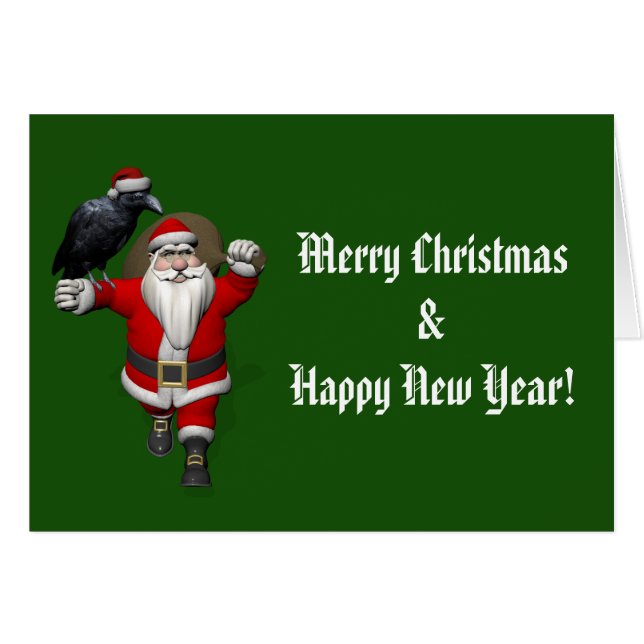 Happy Santa Claus With Huge Raven (Front Horizontal)