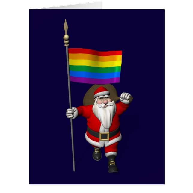 Happy Santa Claus With Rainbow Flag (Front)