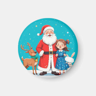 Happy Santa Claus With snow maiden Magnet