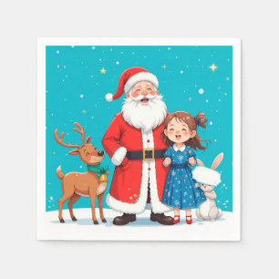 Happy Santa Claus With snow maiden Napkin