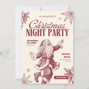 Happy Santa holly christmas party invitation card