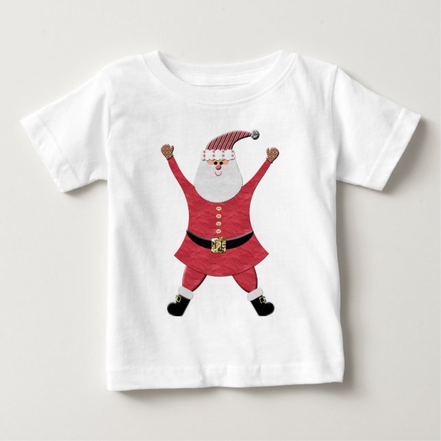 Happy Santa Jumping for Joy Baby T-Shirt (Front)