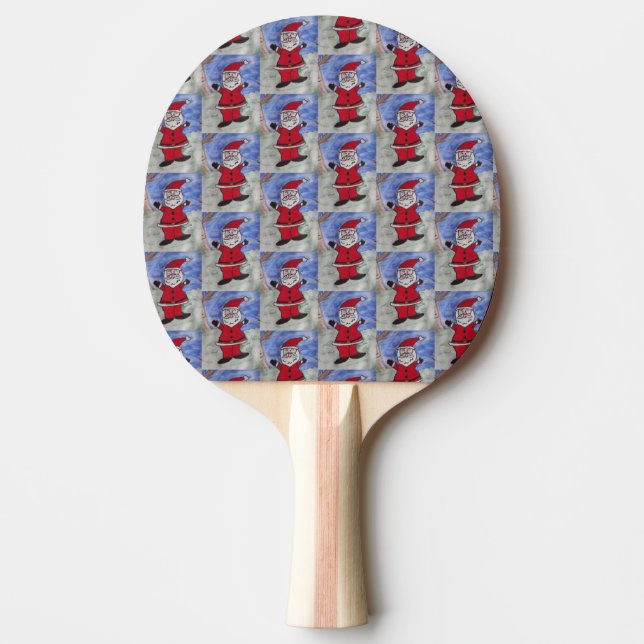 Happy Santa Ping Pong Paddle (Front)