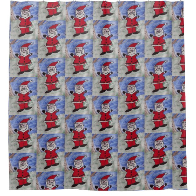 Happy Santa Shower Curtain (Front)