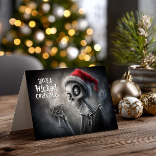 Happy Santa Skeleton Christmas Holiday Card