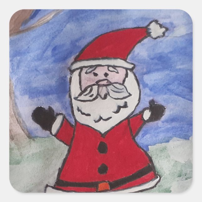 Happy Santa Square Sticker (Front)