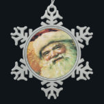 Happy Santa Vintage Christmas Snowflake Pewter Christmas Ornament<br><div class="desc">"Happy Santa Vintage Christmas" Tree Snowflake Framed Ornament design by Inge Lewis. You can personalise this ornament by clicking the "Customise it" button. Find more matching items at the ingeinc.com store.</div>
