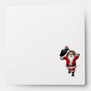 Happy Santa With Big Black Raven Envelopes
