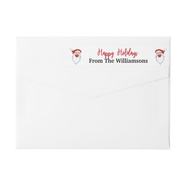 Happy Santas Happy Holidays Return Address Wrap Around Label (Back)