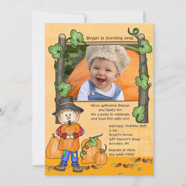 Happy Scarecrow Photo Invitation (Front)