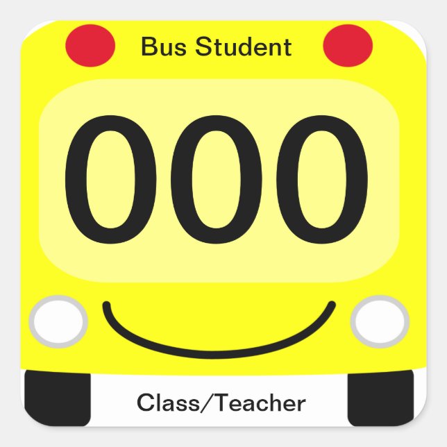 Happy Schoolbus Student Bus Tag Stickers (Front)
