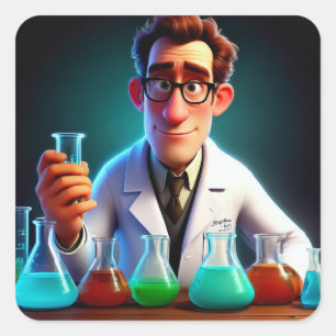 Happy Scientist Birthday Square Sticker