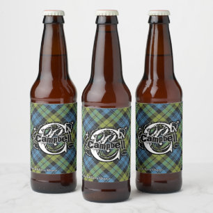 Happy Scotsman Campbell Family Tartan Monogram Beer Bottle Label