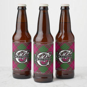 Happy Scotsman Clan Crawford Tartan Monogram Beer Bottle Label
