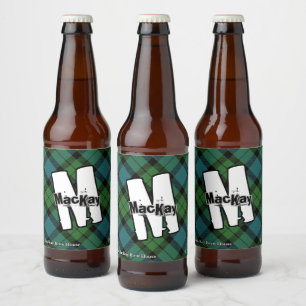 Happy Scotsman Clan MacKay Ancient Tartan Monogram Beer Bottle Label