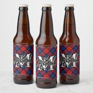 Happy Scotsman Clan MacLachlan Tartan Monogram Beer Bottle Label