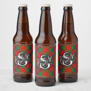 Happy Scotsman Clan Sinclair Tartan Monogram Beer Bottle Label