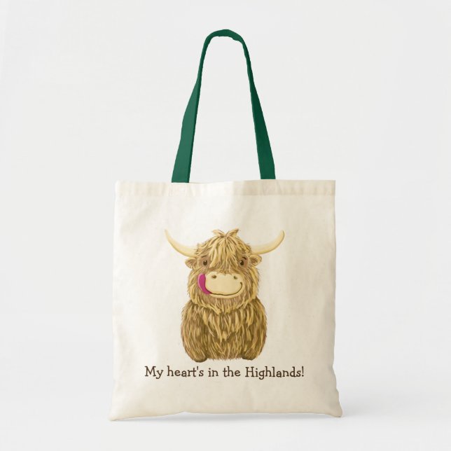 Happy Scottish Highland Cow Tote Bag (Front)