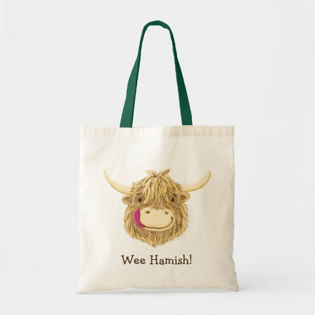 Happy Scottish Highland Cow Tote Bag (Front)