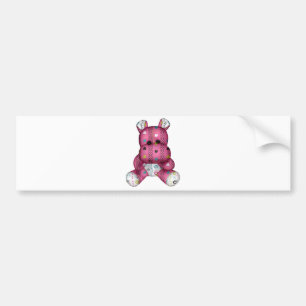 happy scribble hearts hippo bumper sticker