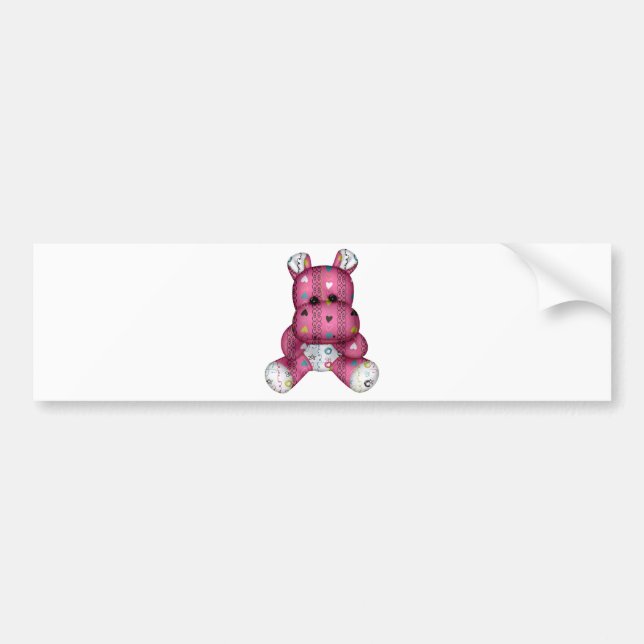 happy scribble hearts hippo bumper sticker (Front)