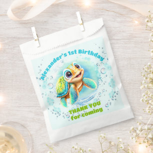 Happy Sea Turtle Boy 1st Birthday favor Bag