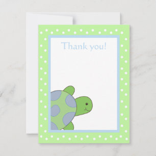Happy Sea Turtle Green Thank you note flat card
