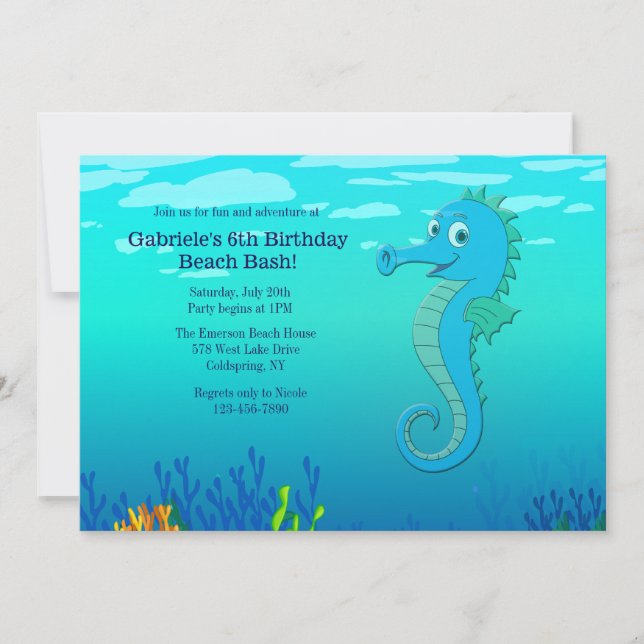 Happy Seahorse Invitation (Front)