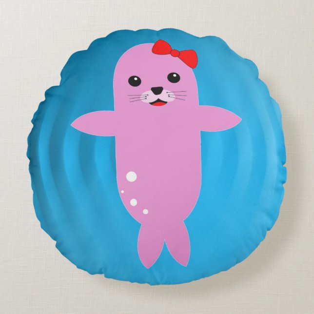 Happy seal round cushion (Front)