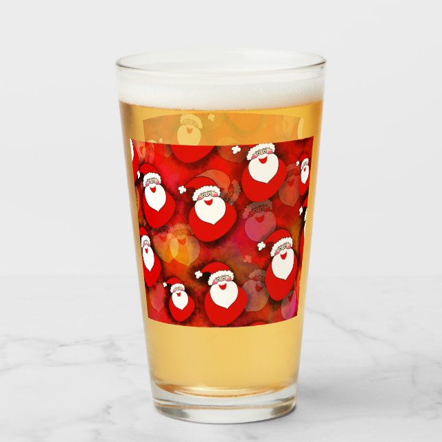 Happy Seamless Santa Claus Pattern Glass (Front Filled)