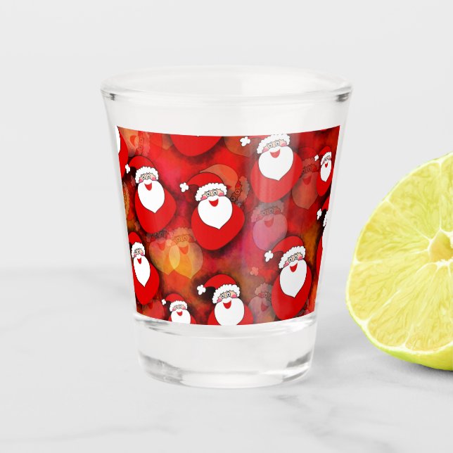 Happy Seamless Santa Claus Pattern Shot Glass (Front)