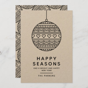Happy Seasons Greeting card with trendy Xmas ball