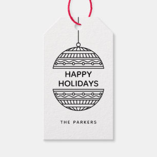 Happy Seasons Minimalist pattern Christmas Ball Gift Tags