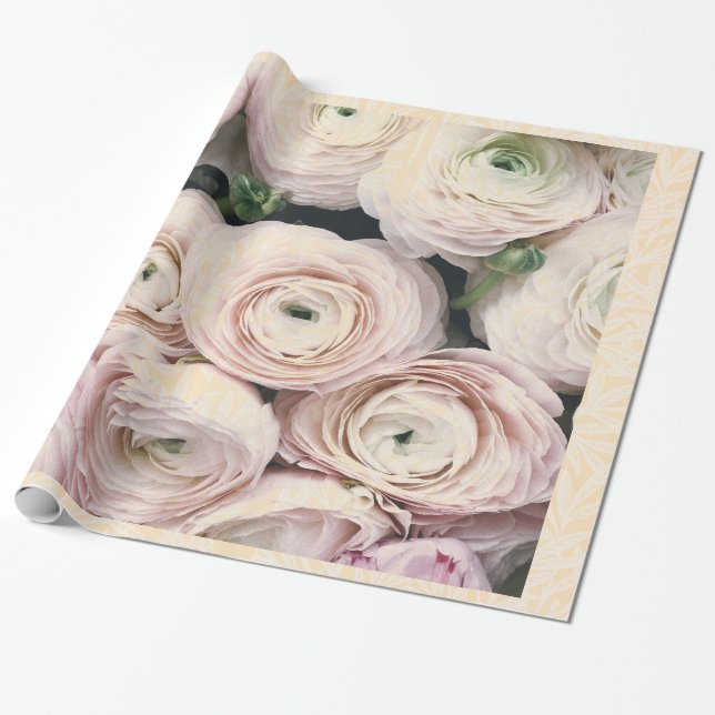 HAPPY SEED WRAPPING PALE PINK ROSES GIFT WRAPPING WRAPPING PAPER (Unrolled)