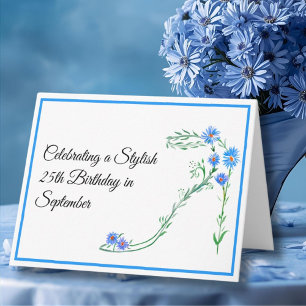 Happy September 25th Birthday Blue Aster Flowers Card