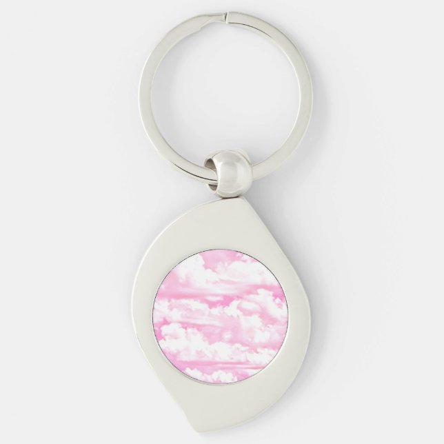 Happy Serene Pink Clouds decor Key Ring (Front)