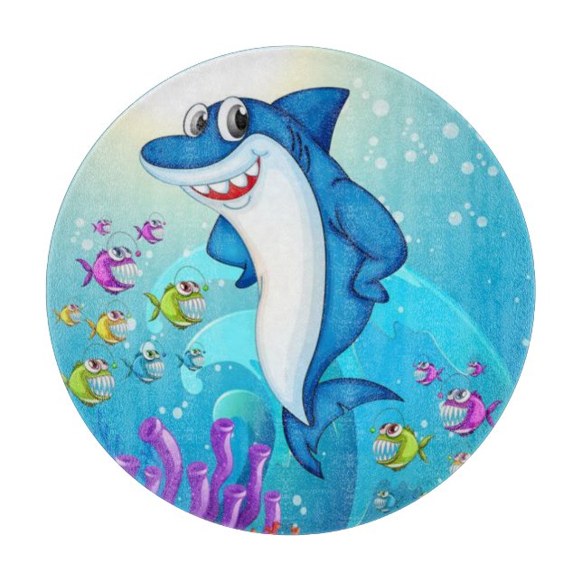 Happy Shark Cartoon-23685 Cutting Board (Front)