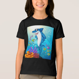 Happy Shark Cartoon-23685 Tri-Blend Shirt