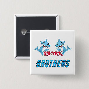 Happy Shark Family Brothers 15 Cm Square Badge