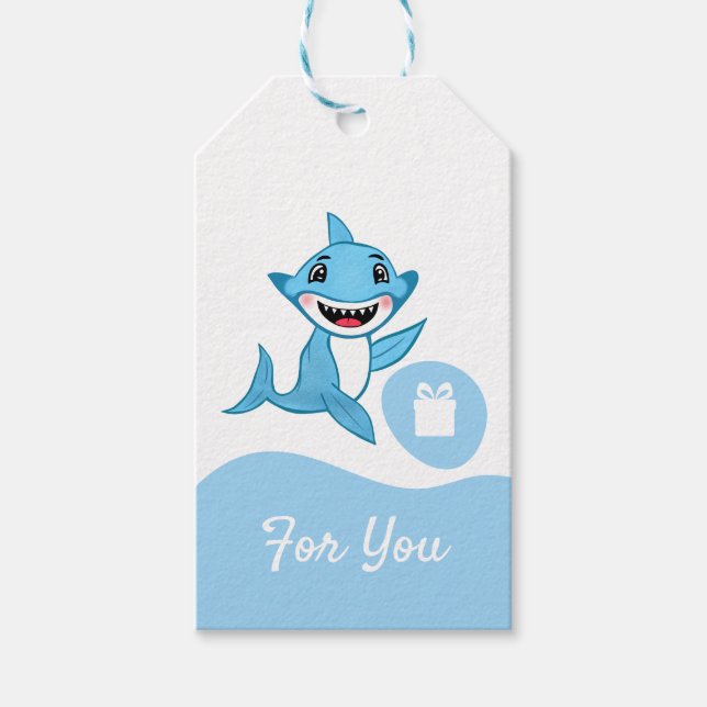 Happy Shark Family  Gift Tags (Front)