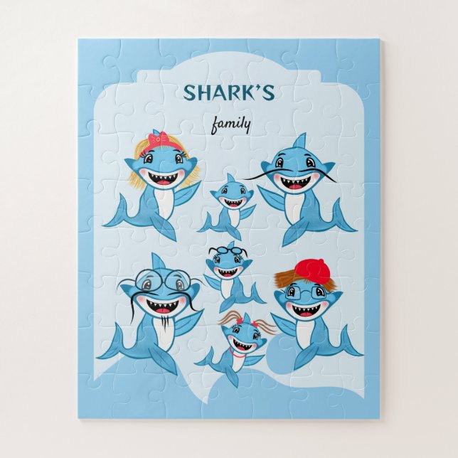 Happy Shark Family Jigsaw Puzzle (Vertical)