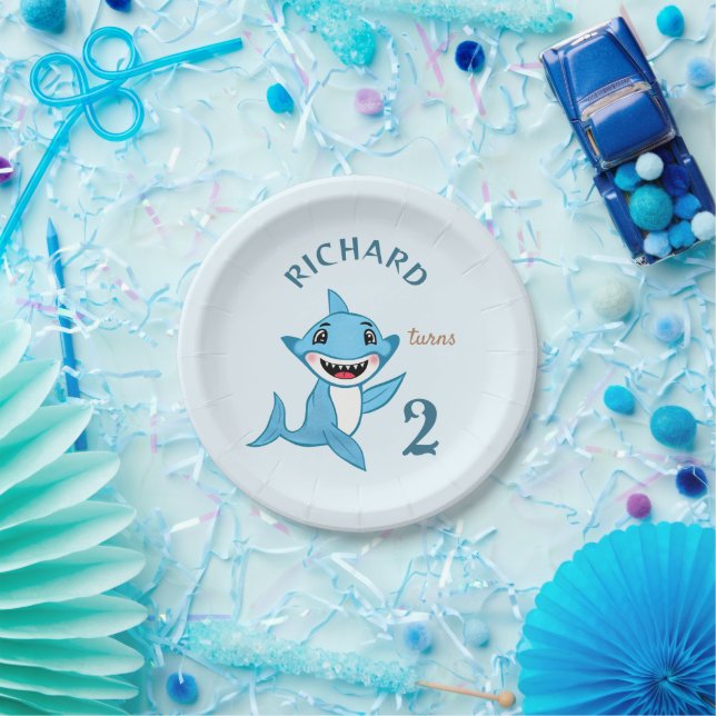 Happy Shark Family   Paper Plate (Party)