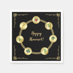 Happy SHAVUOT decorative ornament seven species Napkin