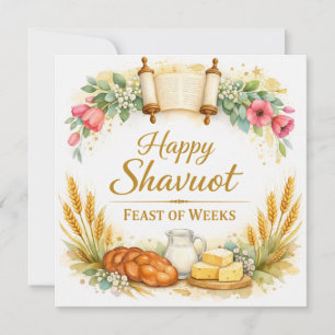 Happy Shavuot Feast of Weeks Painting Card, Jewish