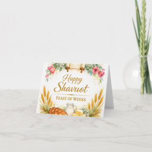 Happy Shavuot Feast of Weeks Painting Card, Jewish Thank You Card