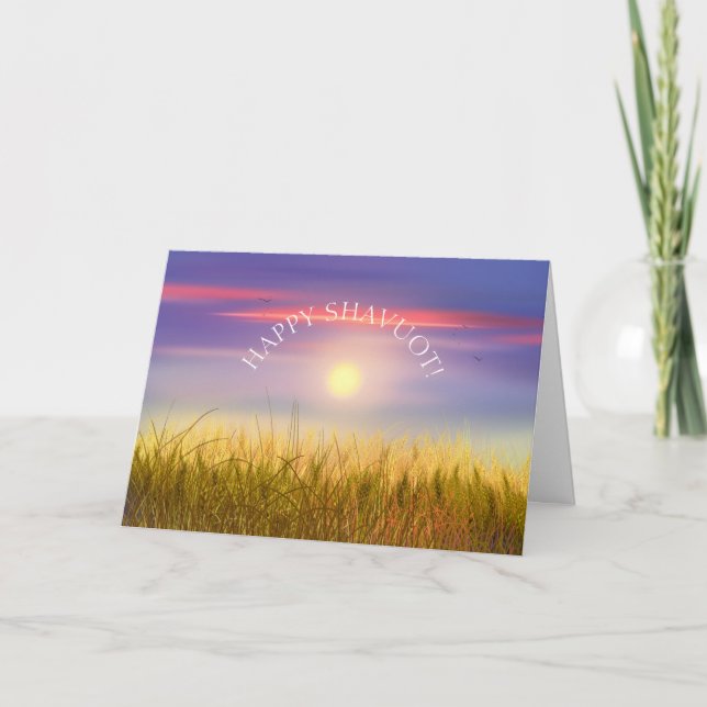 Happy SHAVUOT Gold Wheat Field Sunset Greeting Card (Front)