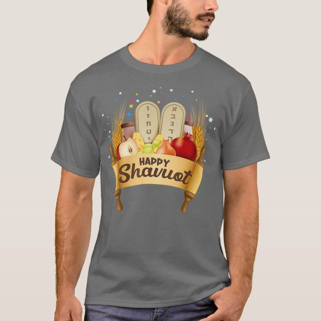 Happy Shavuot Jewish Celebration Hebrew Judaism T-Shirt (Front)