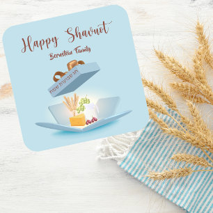 Happy Shavuot Jewish Holiday Feast of Weeks   Square Sticker